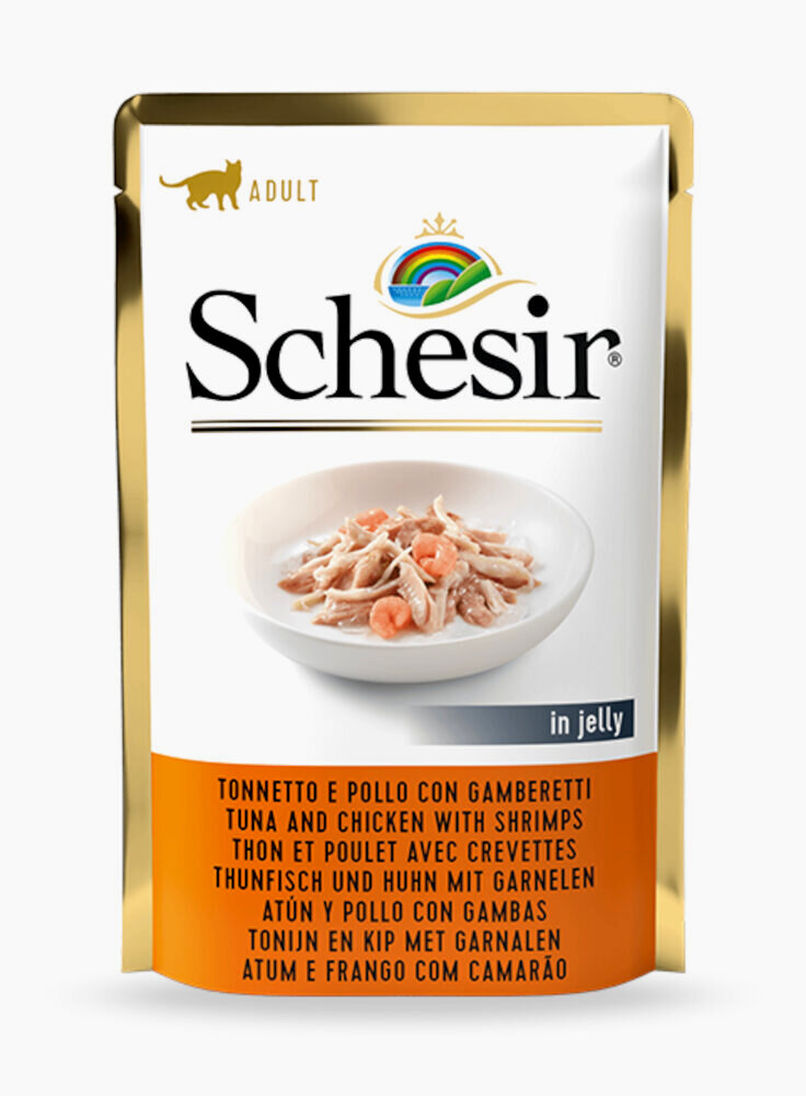 SCHESIR CAT BUSTA TONNO POLLO GAMBERETTI 85g