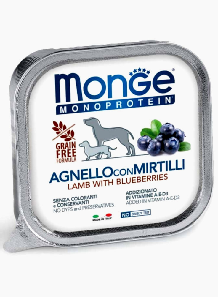 Monge MONOPROTEIN Fruit Agnello con mirtilli 150g vaschetta - cane