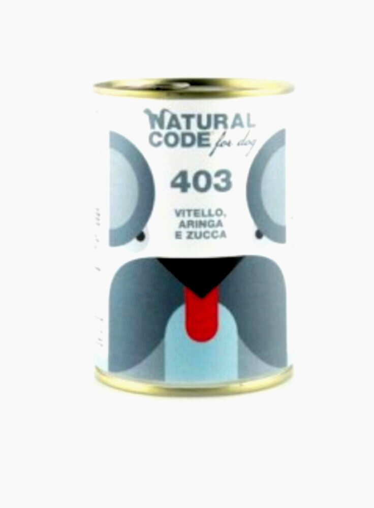 CODE DOG 403 VITELLO, ARINGA E ZUCCA Lattina 400g PATE´