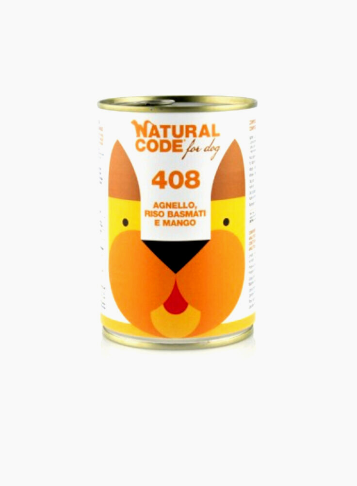 CODE DOG 408 AGNELLO, RISO BASMATI E MANGO Lattina 400g PATE´