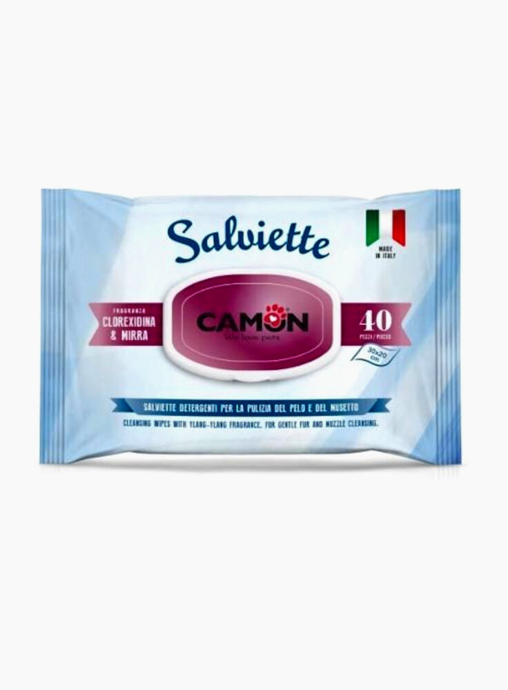 Salviette detergenti per la pulizia del pelo con clorexidina e mirra