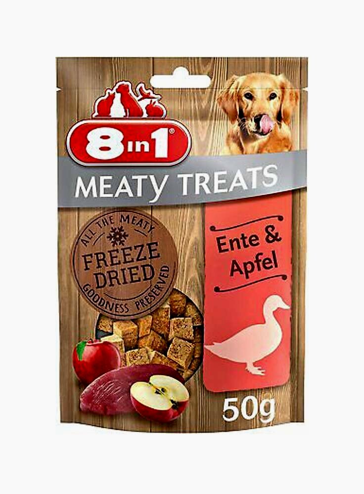 8in1 Snack cane Freeze Dried Dog Meaty Treats Anatra e Mela 50 g