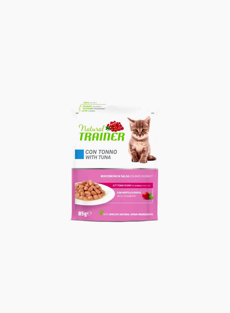 NATURAL TRAINER CAT KITTEN&YOUNG TONNO BUSTA 85G