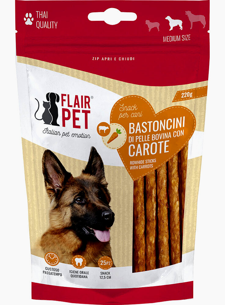 Flairpet Snack Bastoncini di Pelle Bovina per cani