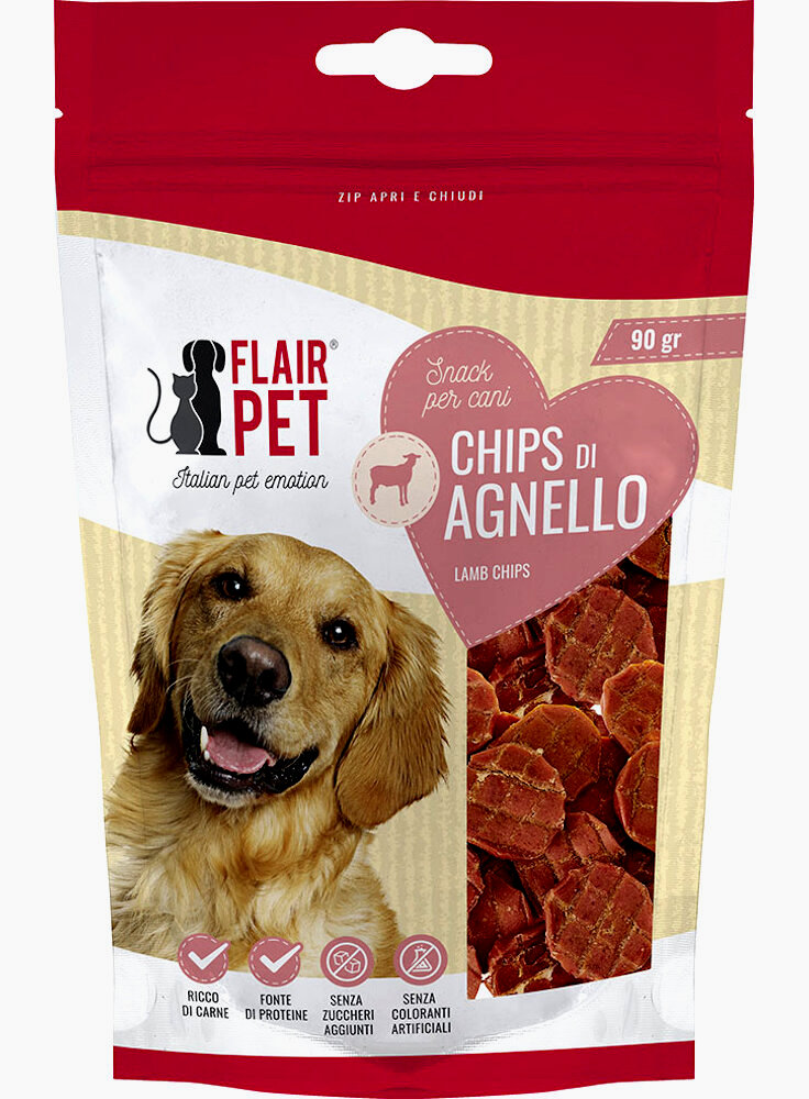 Flairpet Snack Chips di agnello per Cani 90g