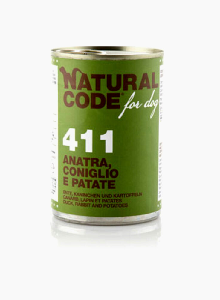 CODE DOG 411 ANATRA, CONIGLIO E PATATE Lattina 400g