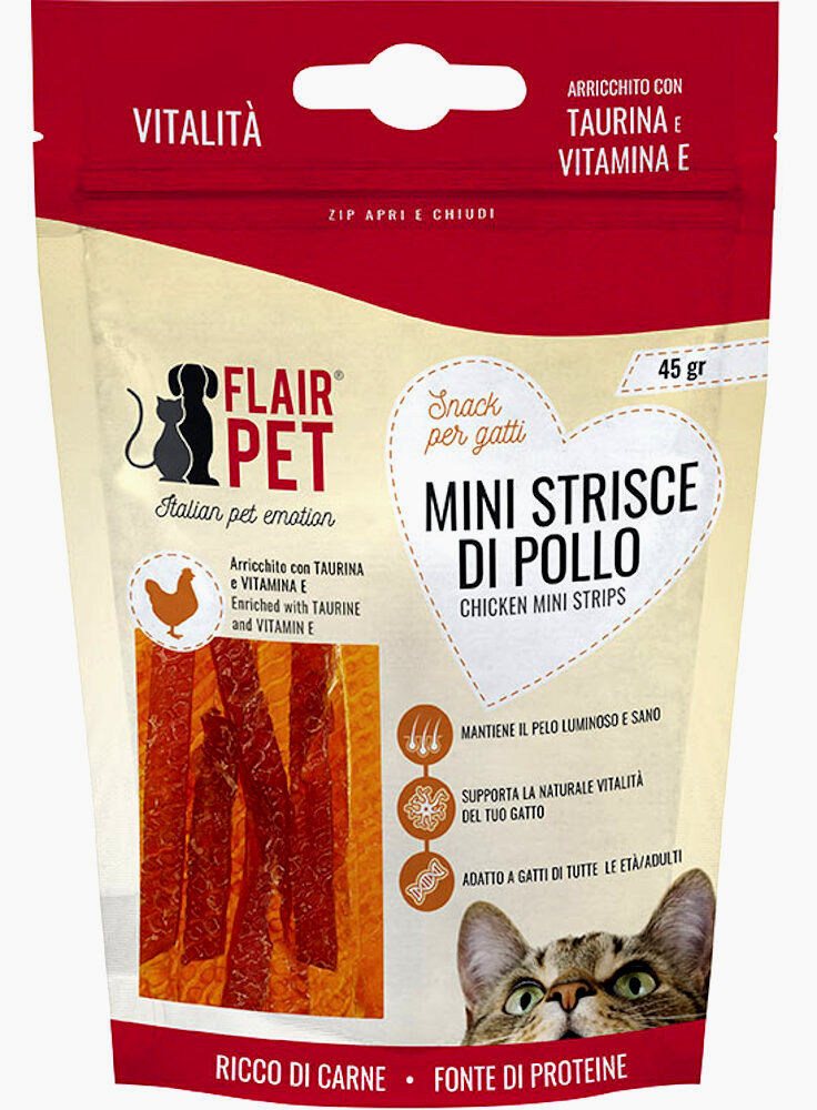 MINI STRISCE DI POLLO con TAURINA - VIT. E  45 GR