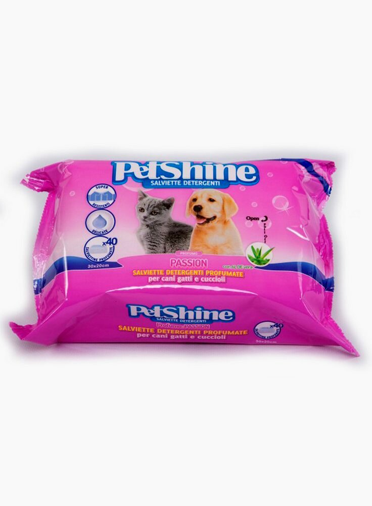 Salviette detergenti cani e gatti petshine passion [40pz.]