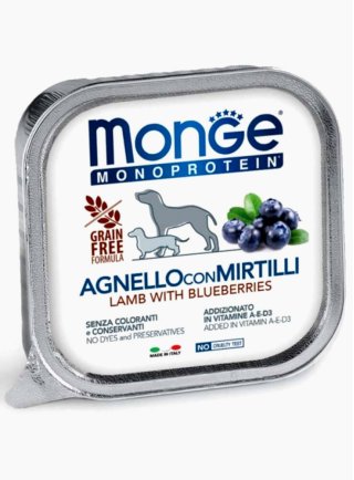 Monge MONOPROTEIN Fruit Agnello con mirtilli 150g vaschetta - cane