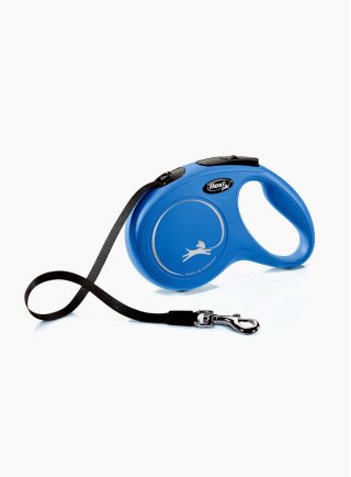 Guinzaglio avvolgibile per cani a fettuccia Flexi Classic small 5mt Blu