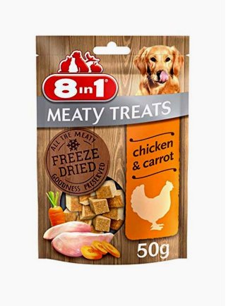 8in1 Snack cane Freeze Dried Dog Meaty Treats Pollo e Carote 50 g